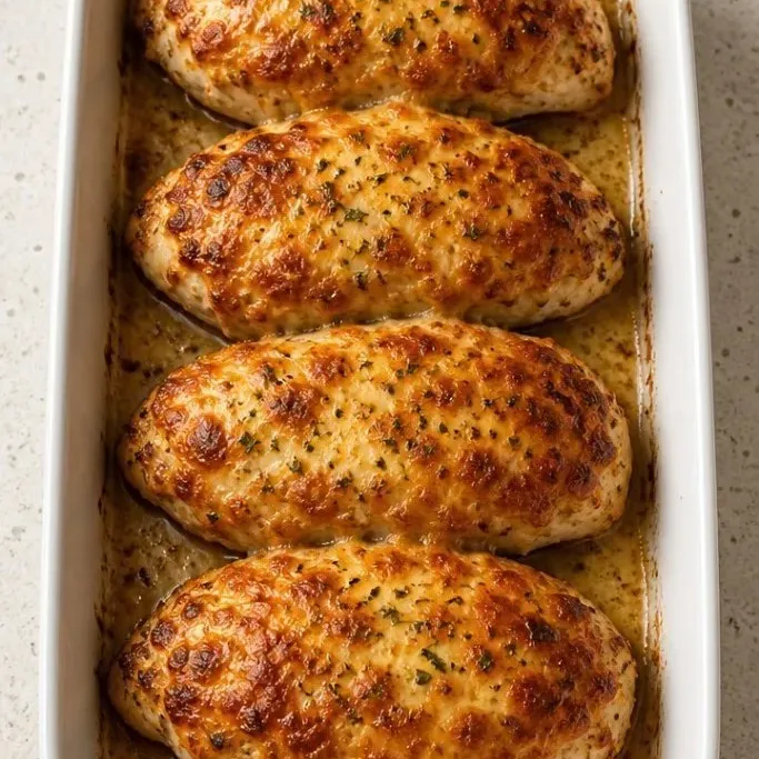 Cheesy Baked Chicken with a Golden Cheesy Crust Cheesy Baked Chicken