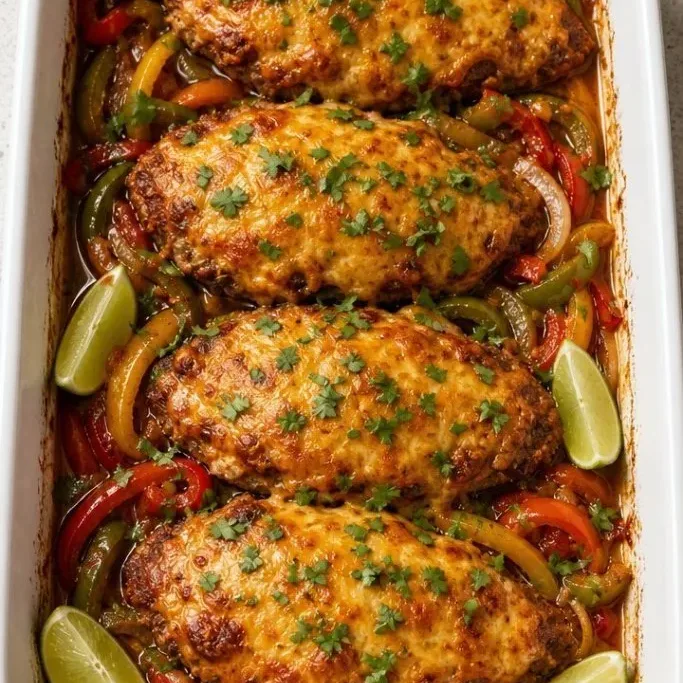 Cheesy Baked Fajita Chicken