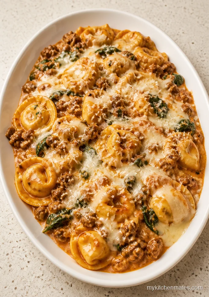 Cheesy Beef Tortellini with Spinach