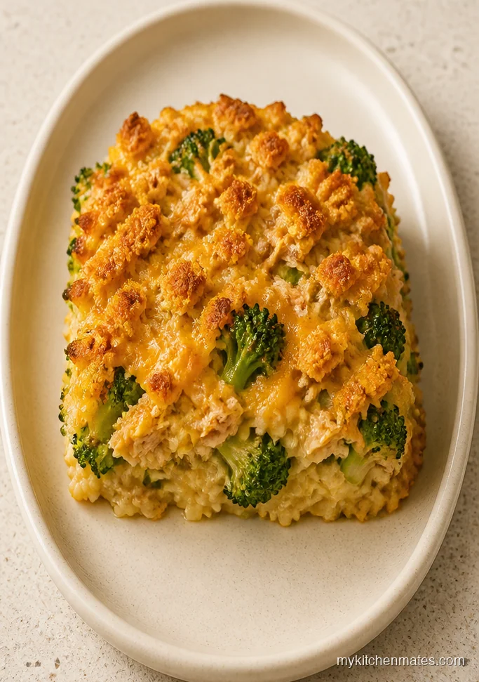 Cheesy Broccoli Tuna Rice Casserole
