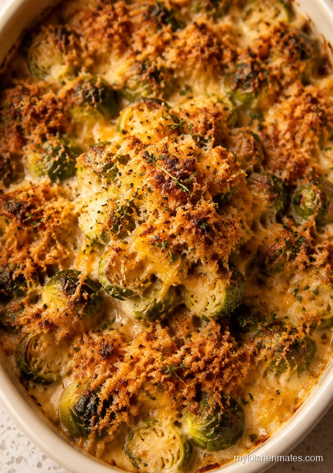 Cheesy Brussels Sprouts Bake