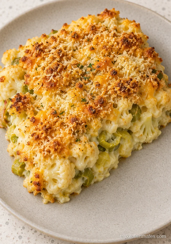 Cheesy Cauliflower and Leek Bake