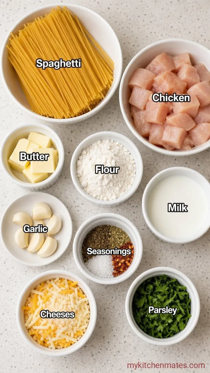 Creamy Cheesy Chicken Spaghetti Ingredients