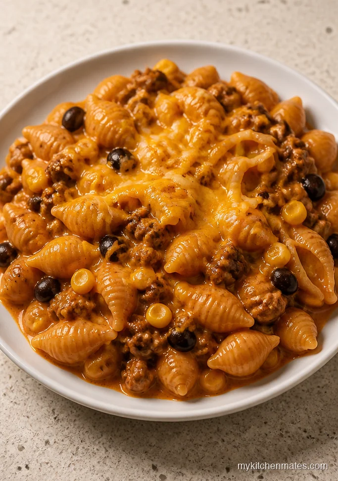 Cheesy Crockpot Taco Pasta