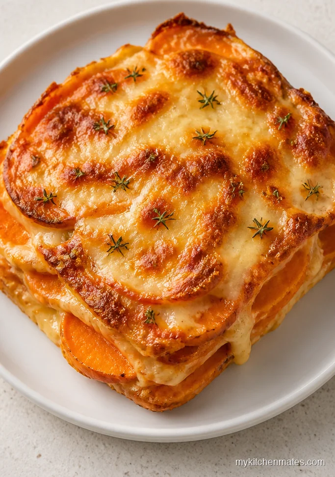 Cheesy Gruyère Sweet Potato Gratin