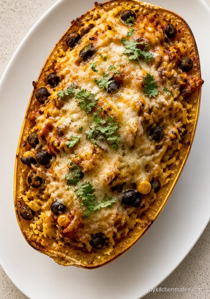 Cheesy Southwestern Spaghetti Squash Boats
