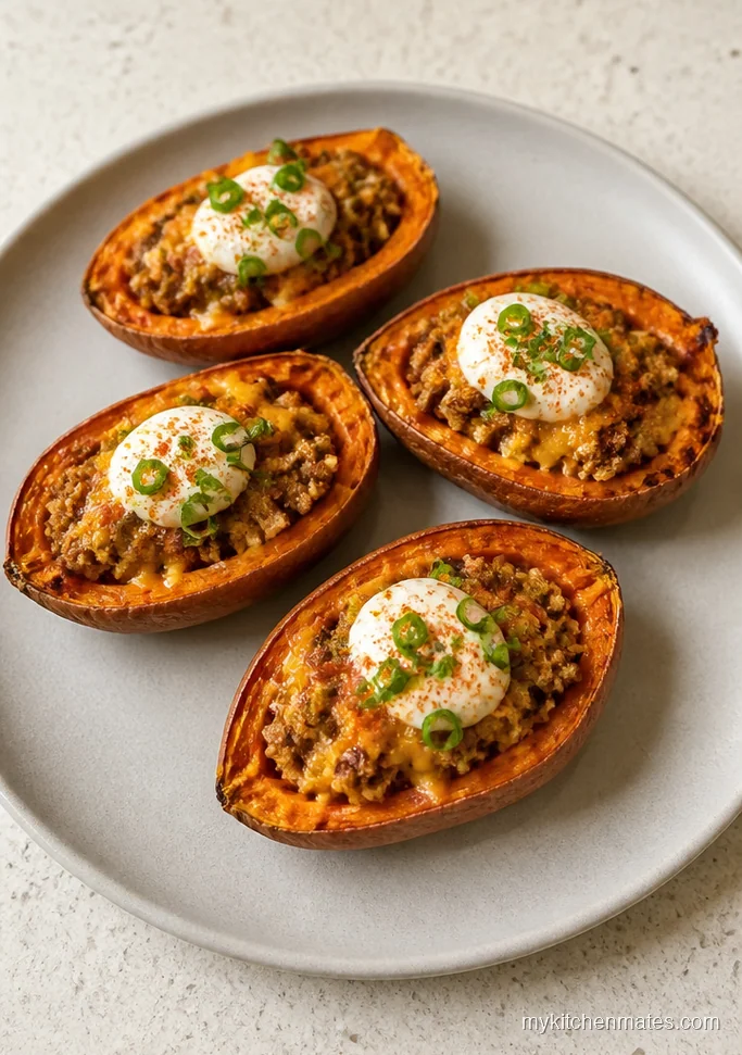 Cheesy Stuffed Sweet Potato Skins