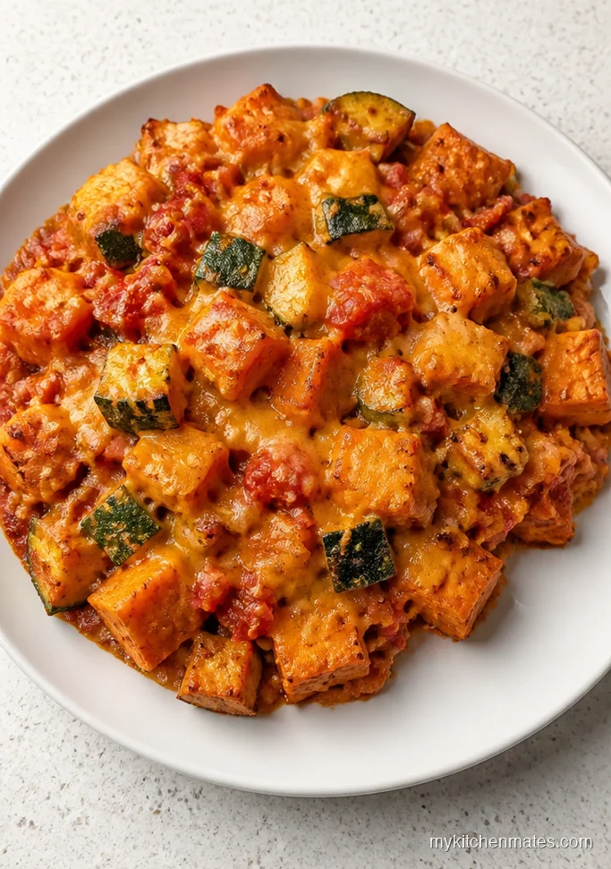 Cheesy Sweet Potato Zucchini Skillet