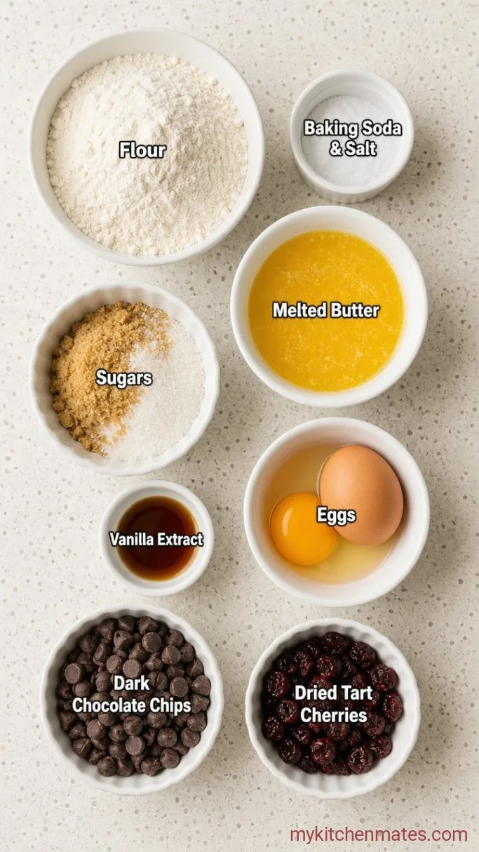 Soft and Chewy Cherry Chocolate Chip Cookies Ingredients