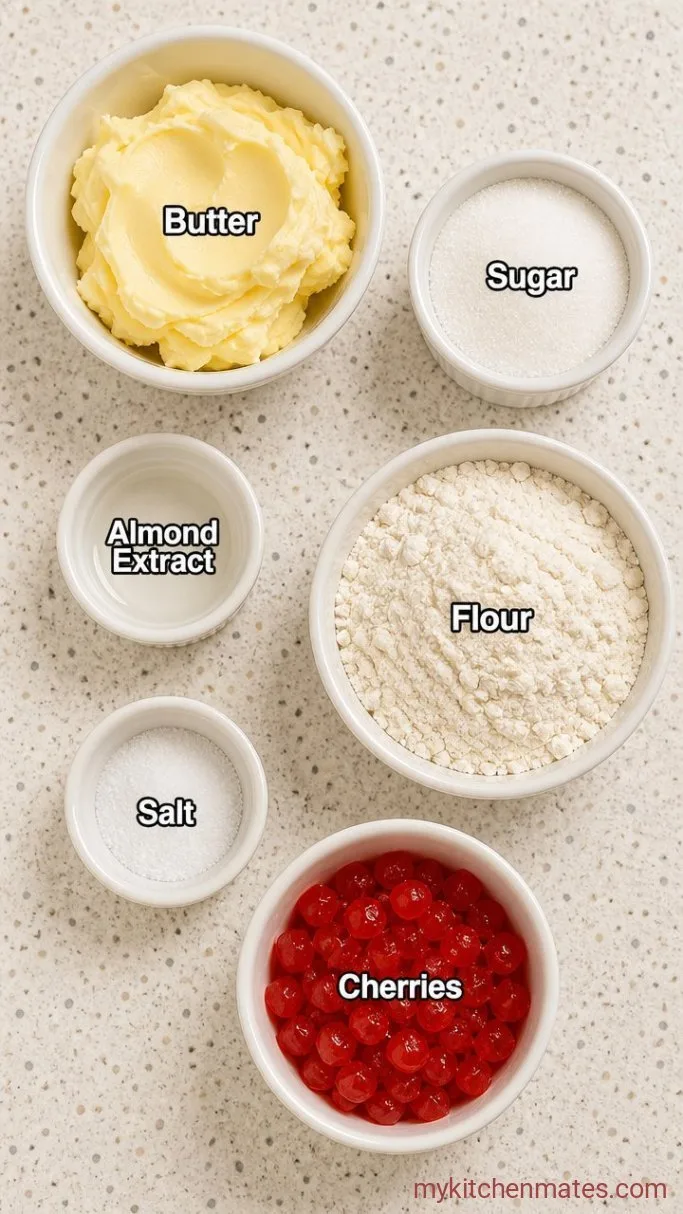 Buttery Cherry Shortbread Cookies Ingredients