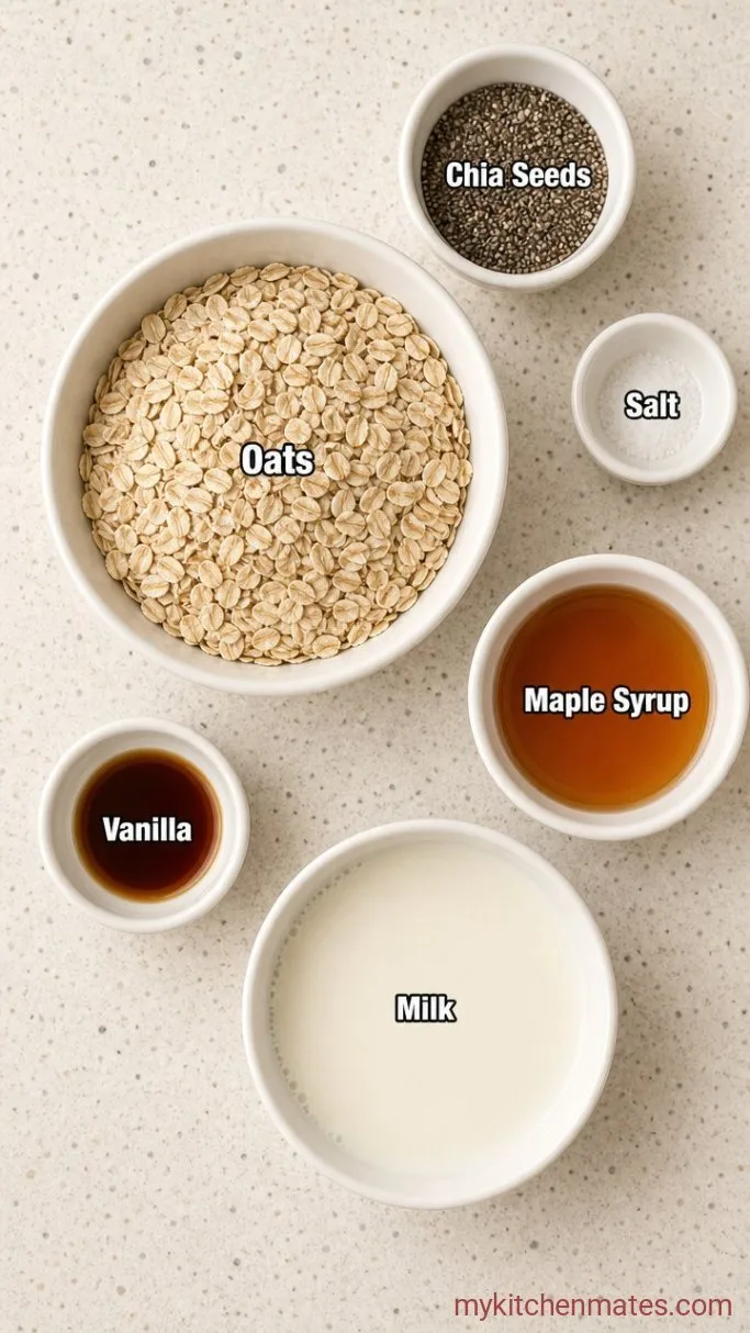 Creamy Overnight Chia Oatmeal Pudding Ingredients
