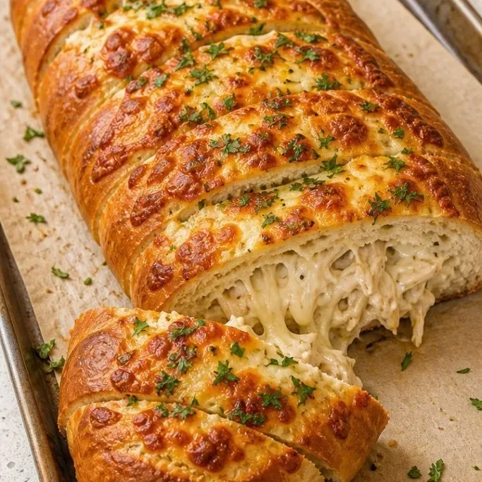 30-Minute Chicken Alfredo Stuffed Bread Chicken Alfredo Bread