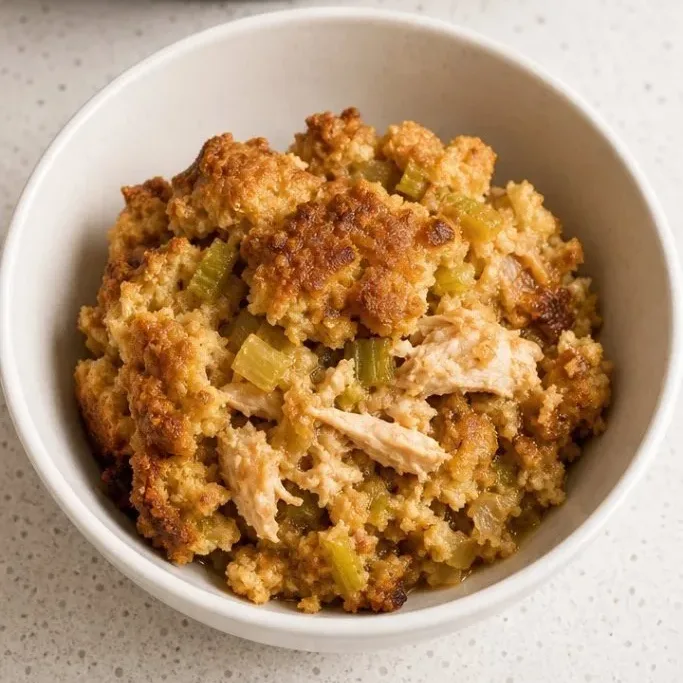 Quick Rotisserie Chicken and Cornbread Dressing Casserole Chicken and Dressing Casserole