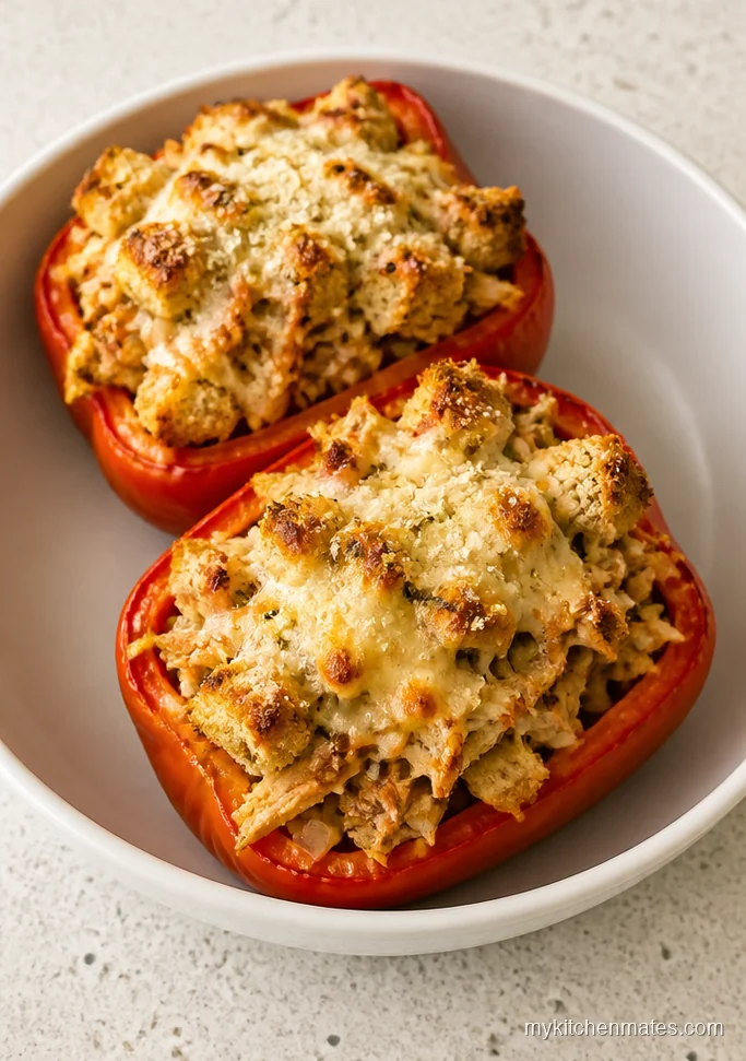 Chicken and Stuffing Stuffed Bell Peppers