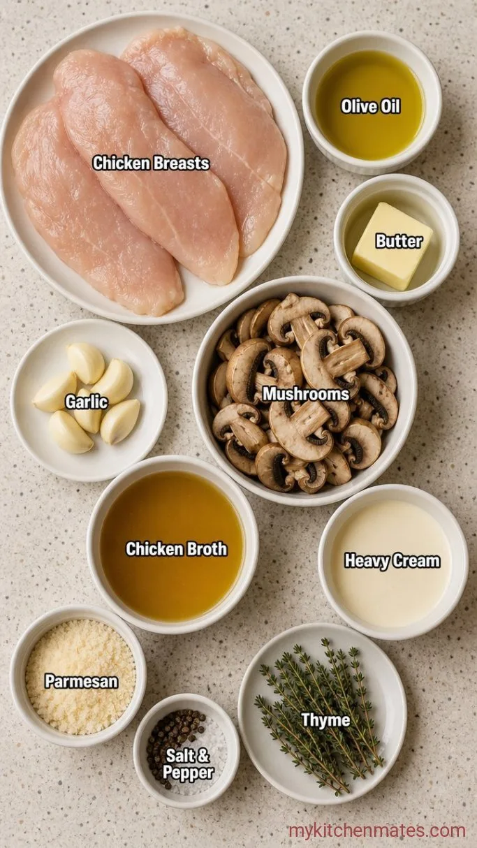 Creamy Chicken Breast and Mushroom Skillet Ingredients