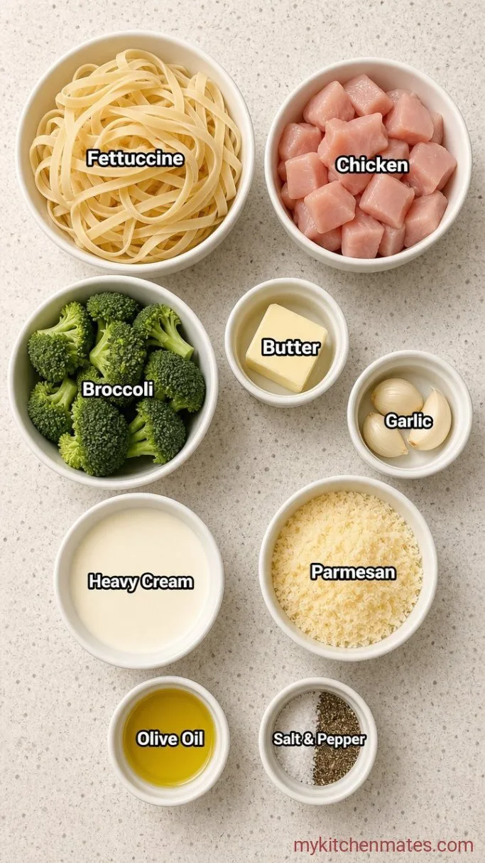 30-Minute Chicken Broccoli Alfredo Ingredients