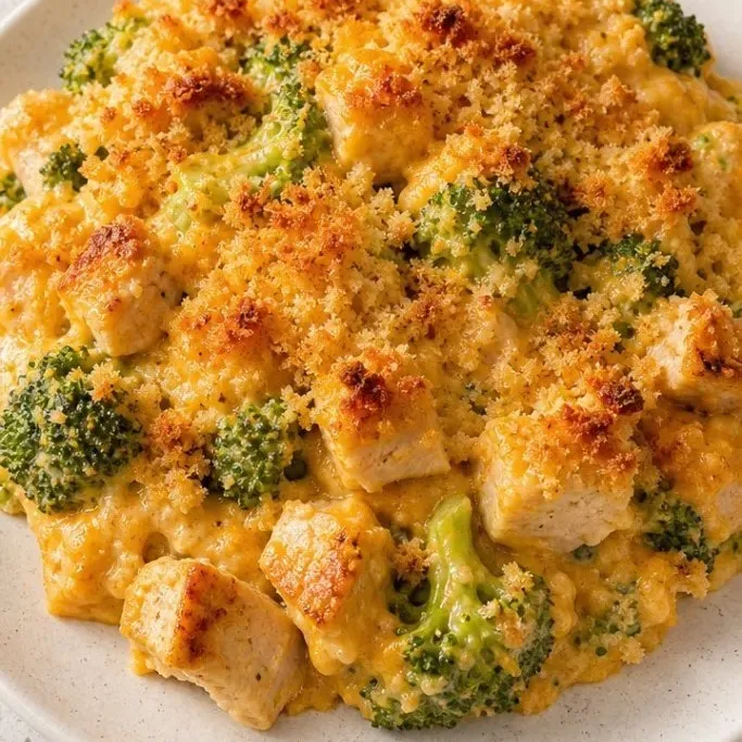 Creamy Weeknight Chicken Broccoli Casserole chicken broccoli casserole_featured_vtt