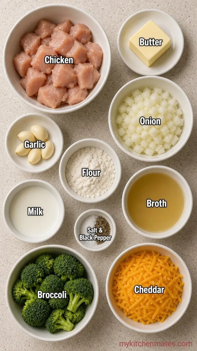 30-Minute Chicken Broccoli Cheddar Soup Ingredients