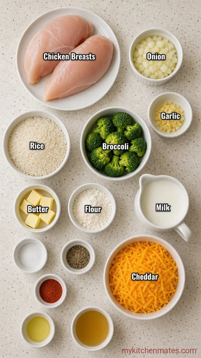 Weeknight Chicken Broccoli Rice Casserole Ingredients