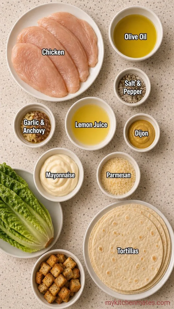 20-Minute Chicken Caesar Salad Wraps Ingredients