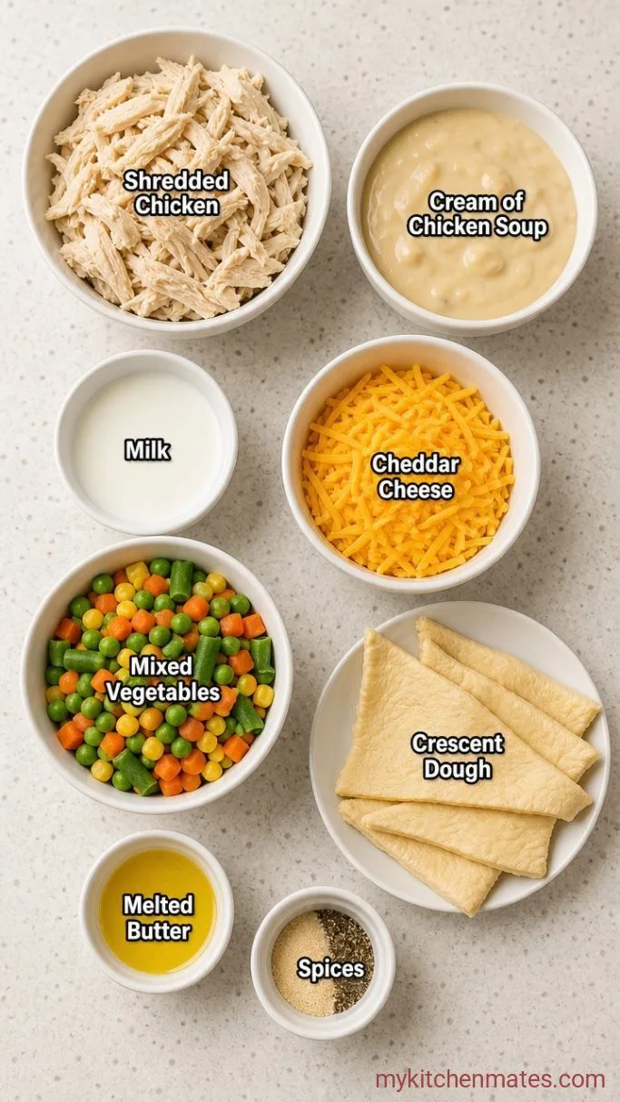 Easy Cheesy Chicken Crescent Roll Casserole Ingredients