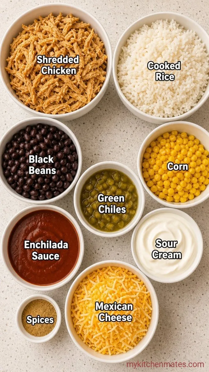 One-Dish Chicken Enchilada Rice Casserole Ingredients