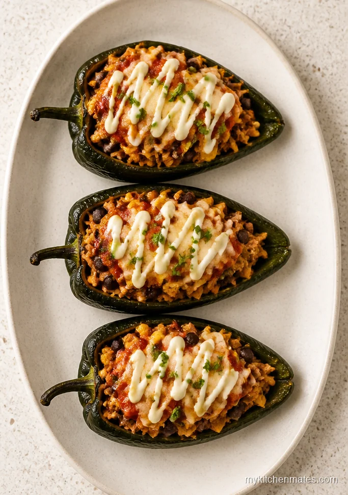 Chicken Enchilada Stuffed Poblano Peppers