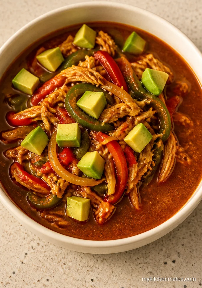 Chicken Fajita Soup with Avocado