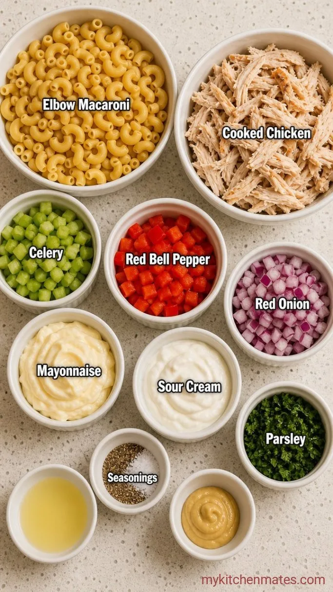 My Go-To Creamy Chicken Macaroni Salad Ingredients