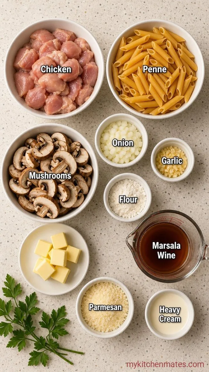 Creamy One-Dish Chicken Marsala Casserole Ingredients