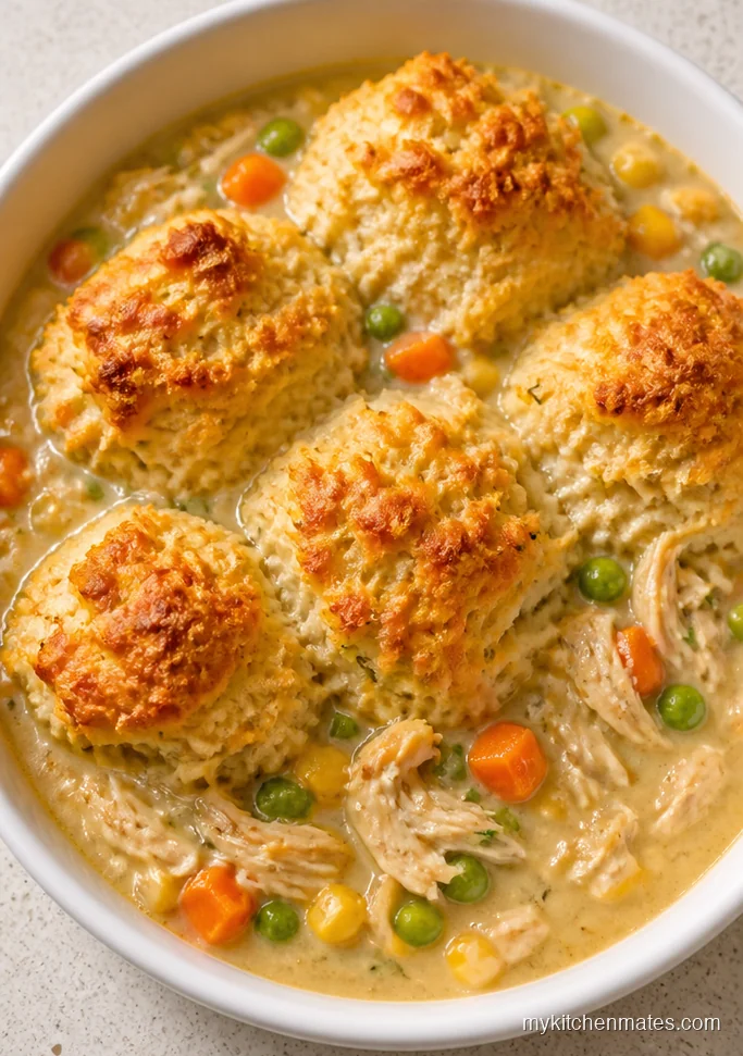 Chicken Pot Pie Casserole with Drop Biscuits