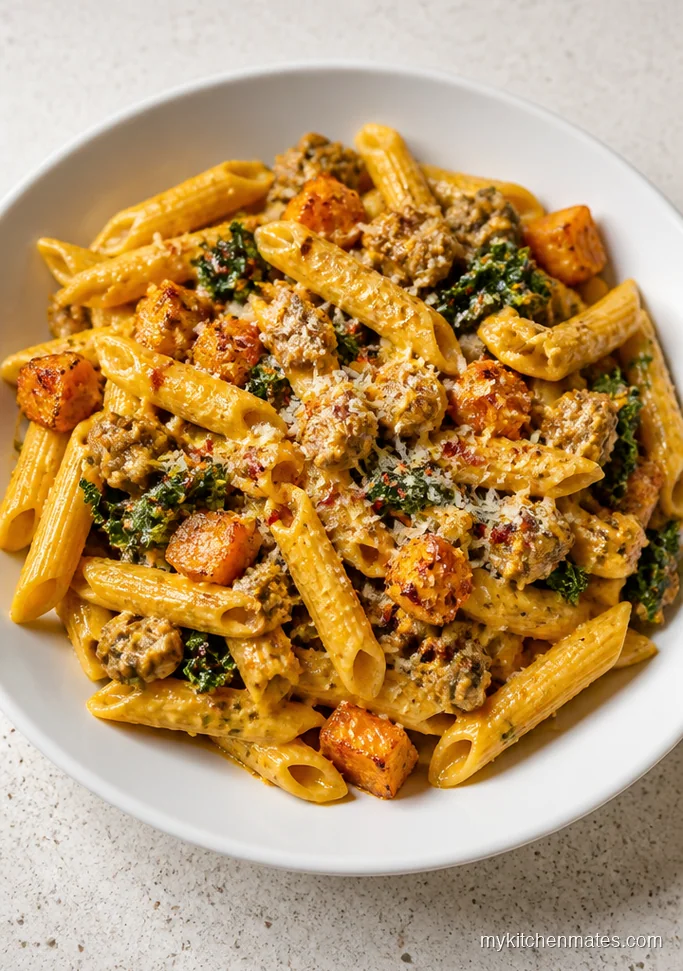 10 Butternut Squash Pasta Recipes Worth Making Tonight Chicken Sausage and Kale Butternut Squash Pasta
