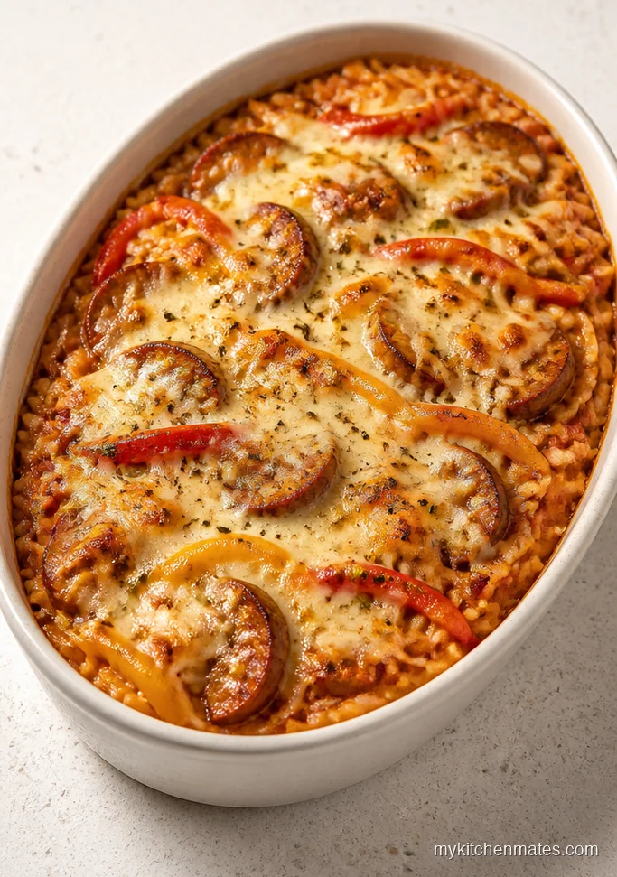 Chicken Sausage Pepper Orzo Casserole for Two