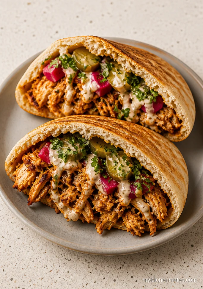 11 Crockpot Chicken Sandwich Recipes for Easy Weeknight Wins Chicken Shawarma Pita Sandwiches