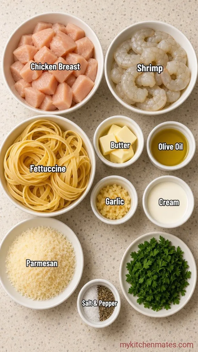 30-Minute Chicken Shrimp Alfredo Ingredients