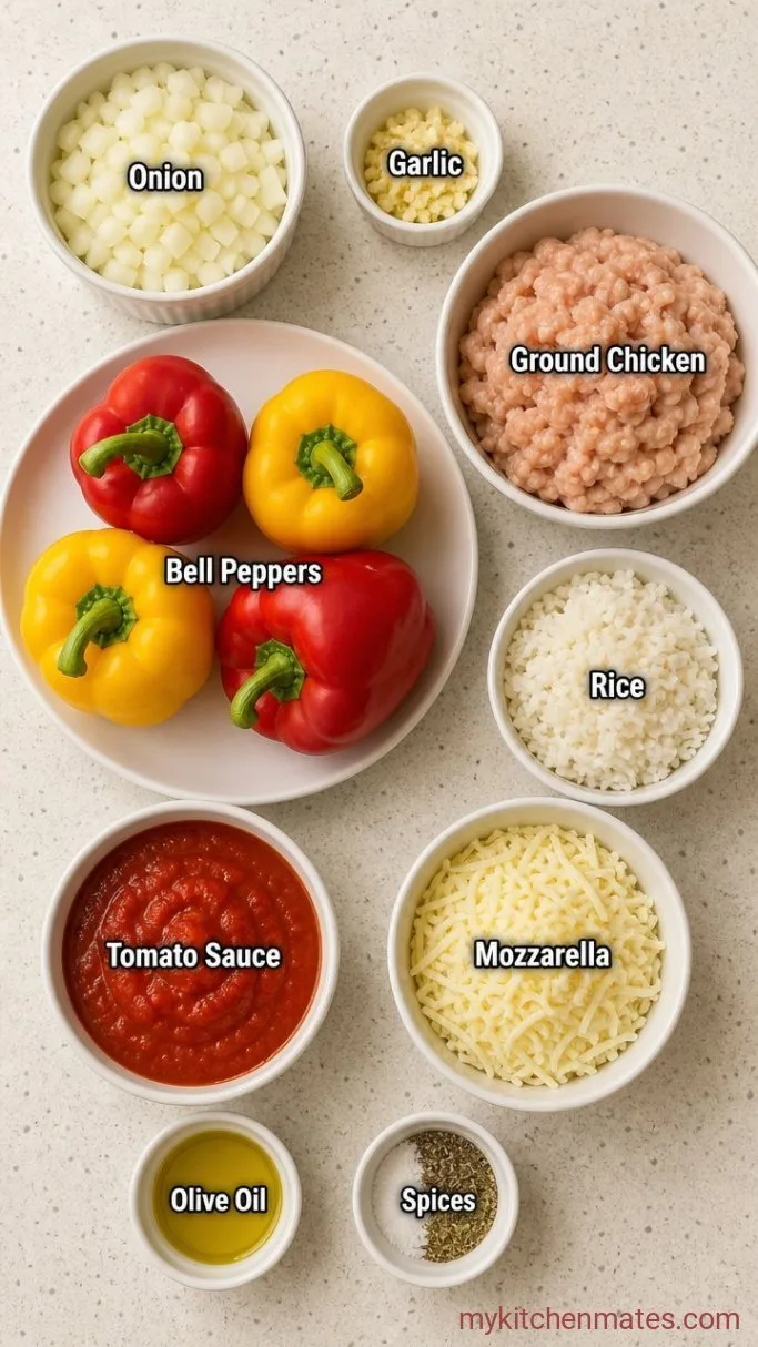 Cheesy Chicken and Rice Stuffed Peppers Ingredients