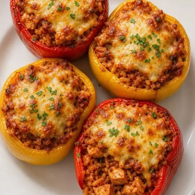 Cheesy Chicken and Rice Stuffed Peppers Chicken Stuffed Peppers