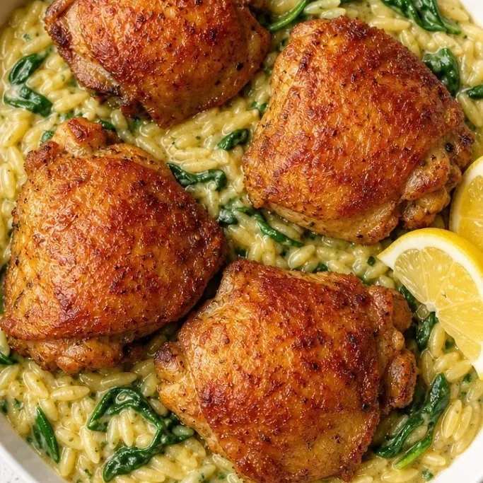 One-Pan Creamy Lemon Chicken Thighs with Orzo Chicken Thigh Orzo Recipes
