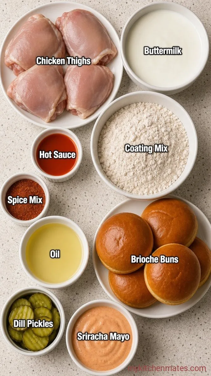 Extra-Crispy Buttermilk Chicken Thigh Sandwiches Ingredients