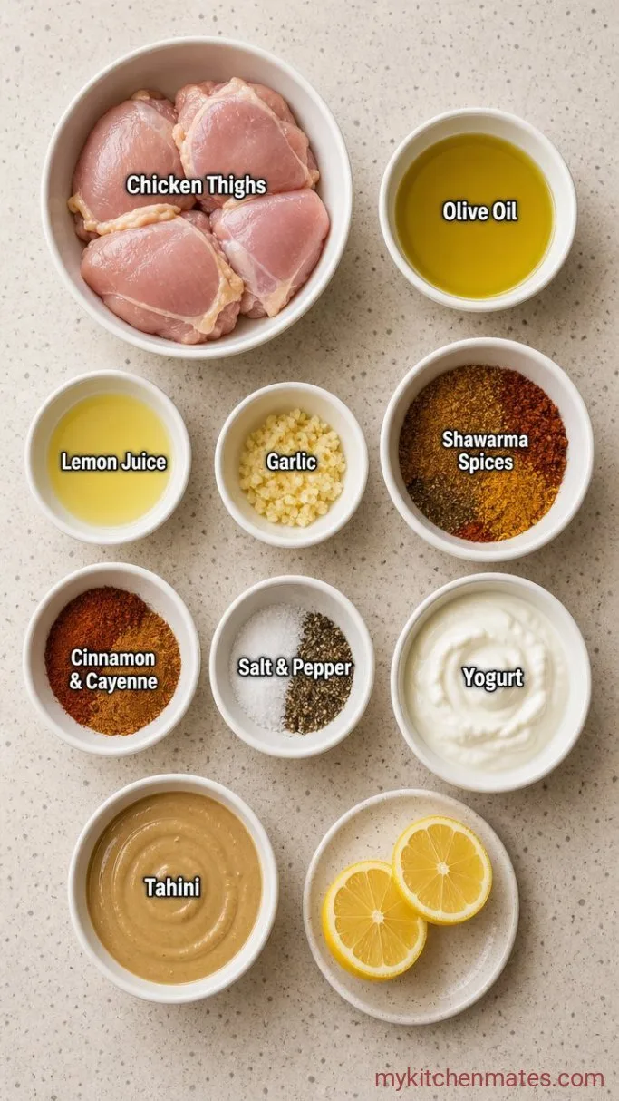 Easy One-Pan Chicken Thigh Shawarma Ingredients