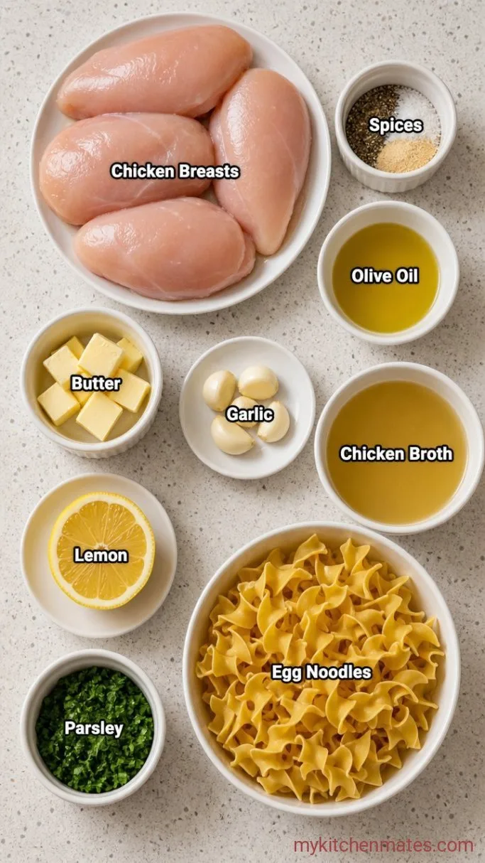 Quick Chicken with Buttered Noodles Ingredients