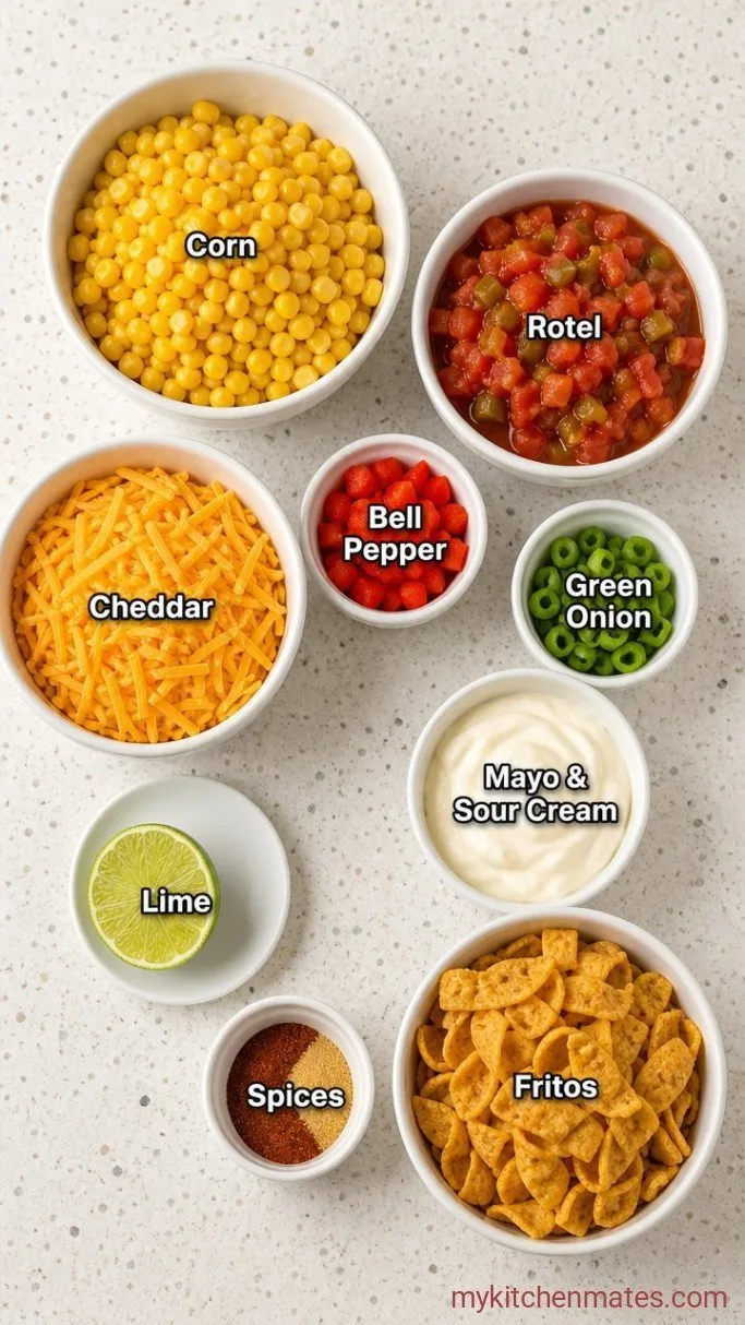 No-Cook Chili Cheese Frito Corn Salad Ingredients
