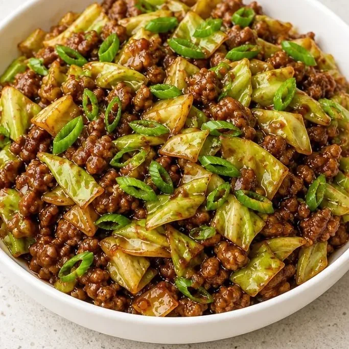 Chinese Ground Beef And Cabbage Stir Fry