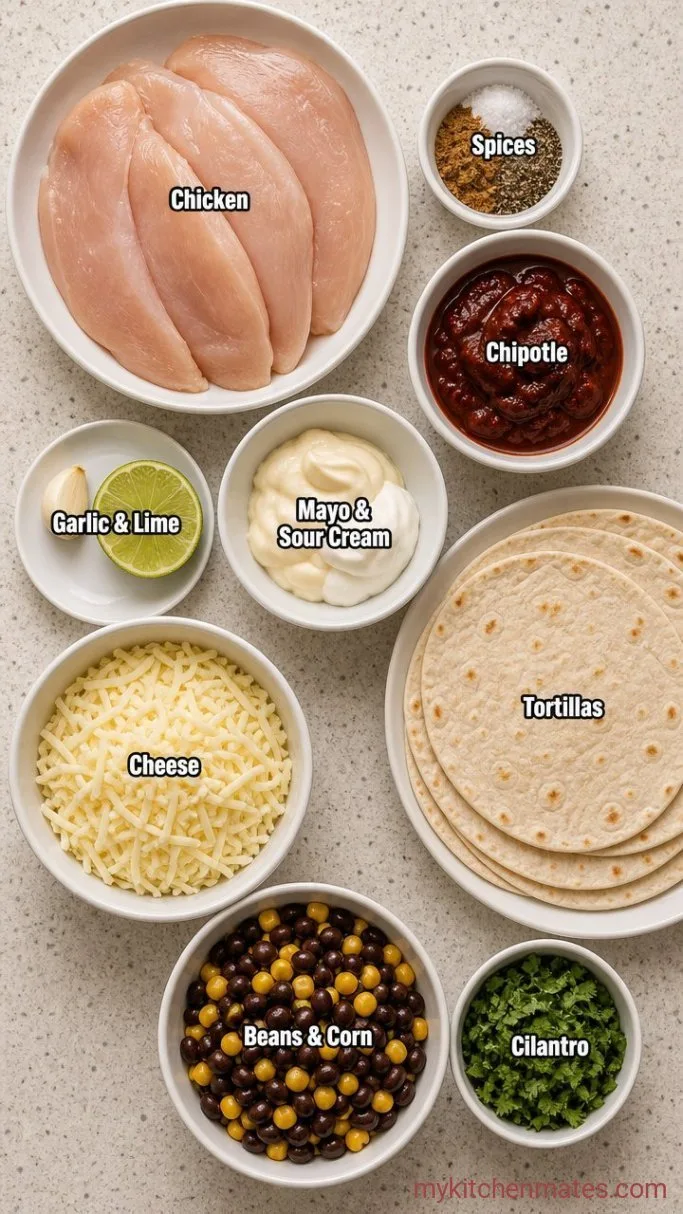 Crispy Grilled Chipotle Ranch Chicken Burrito Ingredients