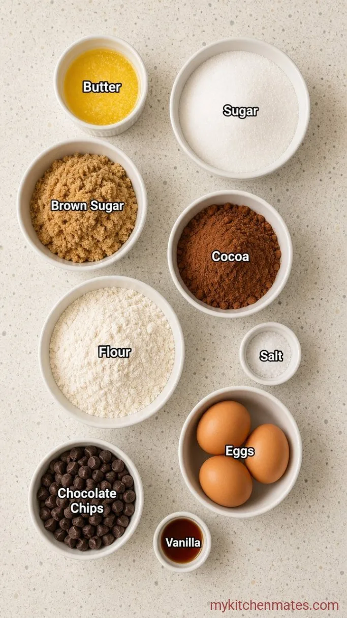 One-Bowl Fudgy Chocolate Brownie Cake Ingredients
