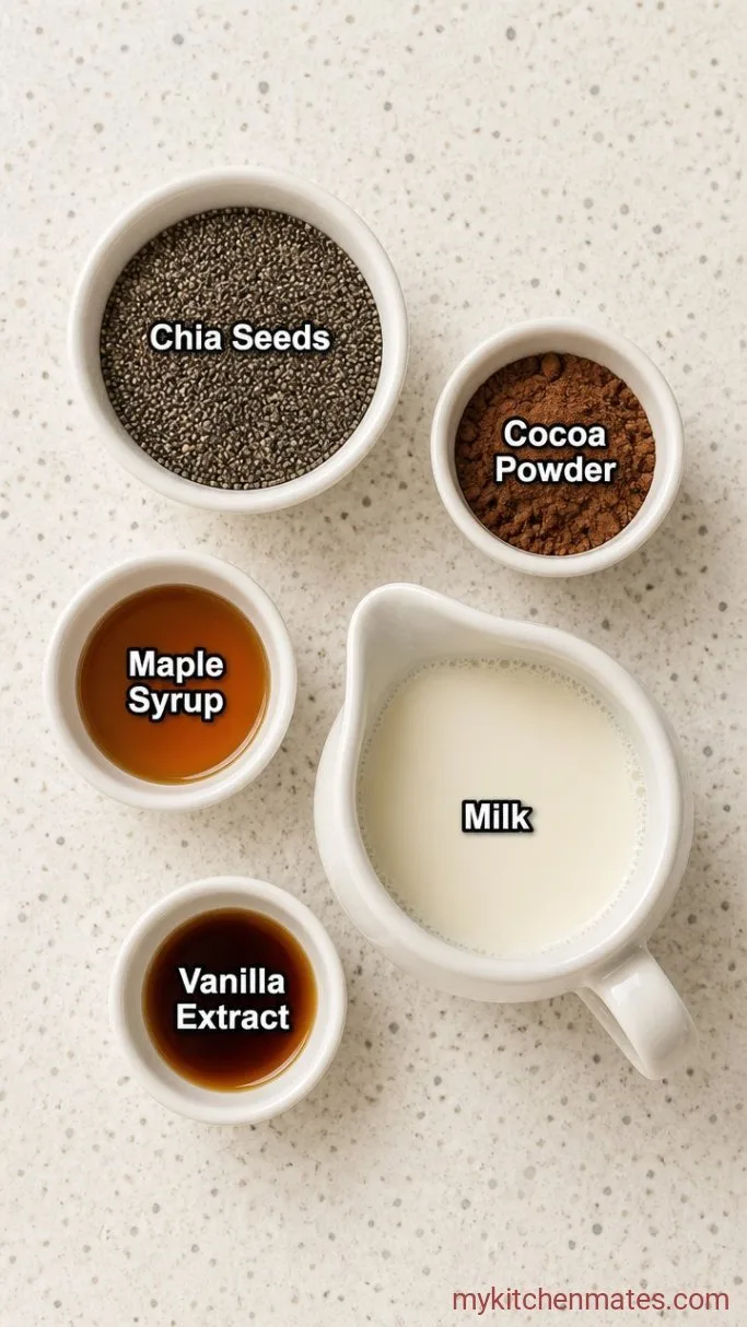 Creamy 4-Ingredient Chocolate Chia Pudding Ingredients