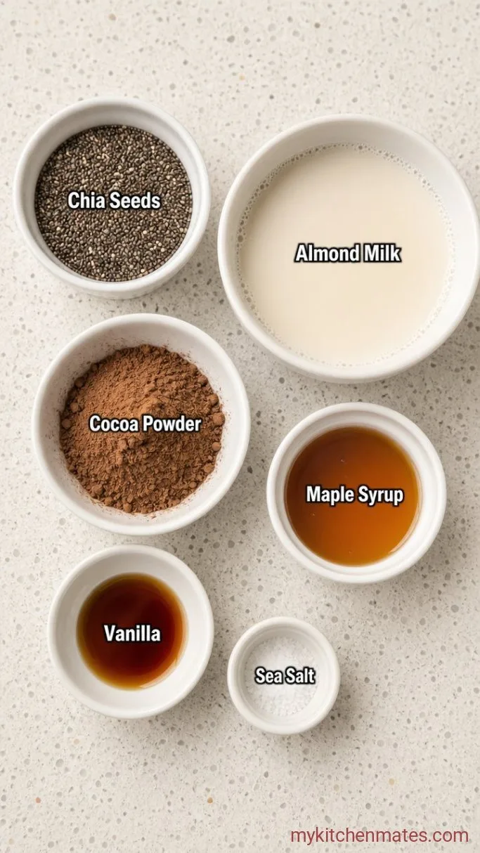 Creamy Overnight Chocolate Chia Pudding Ingredients