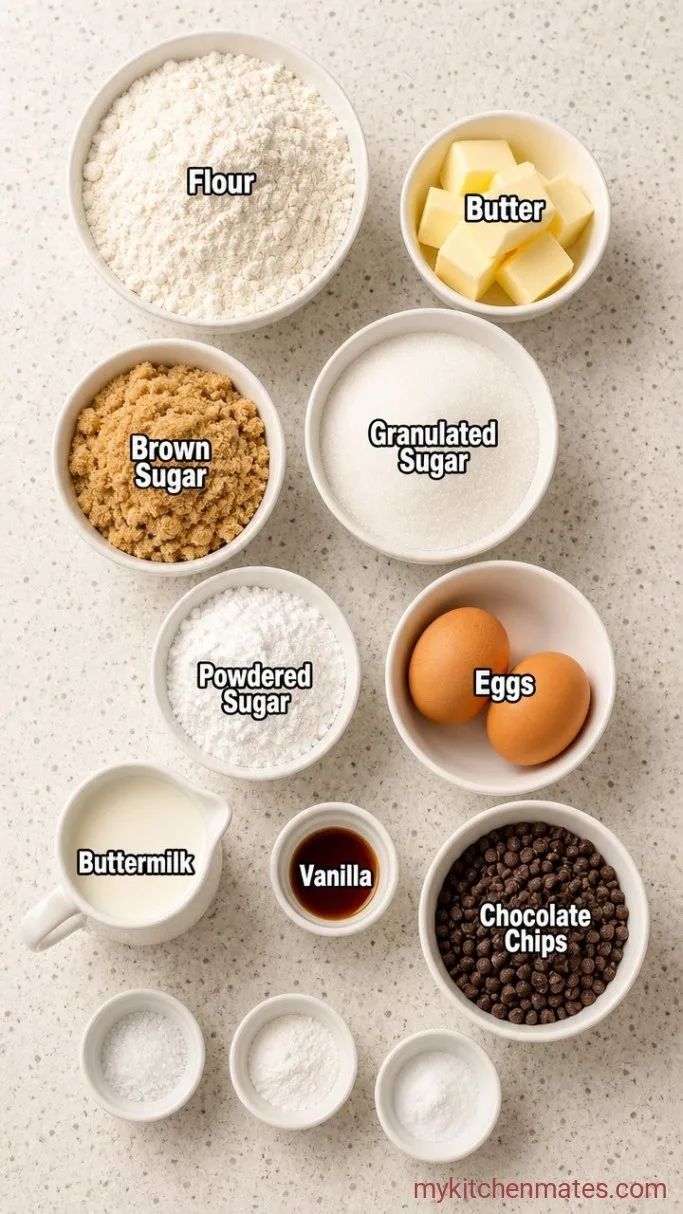 Homemade Chocolate Chip Cookie Dough Cupcakes Ingredients