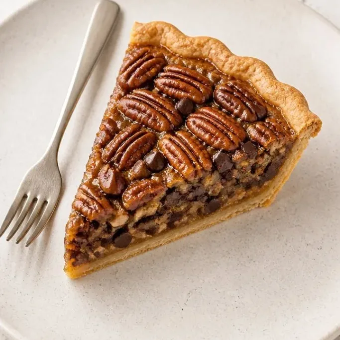 Chocolate Chip Pecan Pie with a Gooey Center Chocolate Chip Pecan Pie