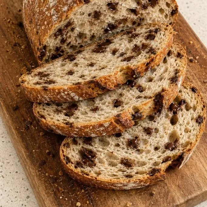 Chocolate Chip Sourdough Bread with Crunchy Crust Chocolate Chip Sourdough Bread